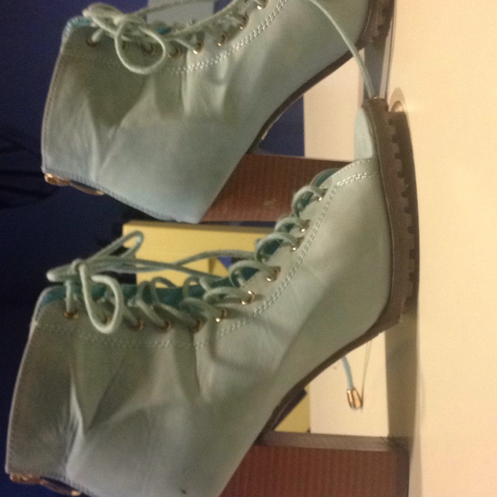 Robin Egg Blue Faux Suede Booties